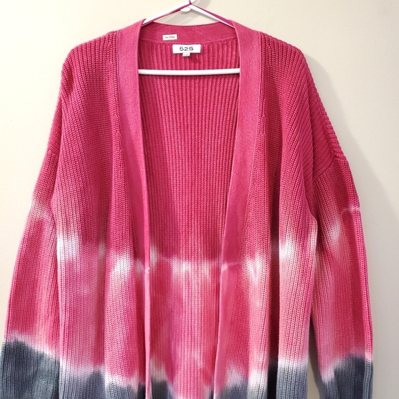 525 America (Revolve) - Cotton Ombre Tie Dye Style Open Front Cardigan - Size L - Picture 3 of 9